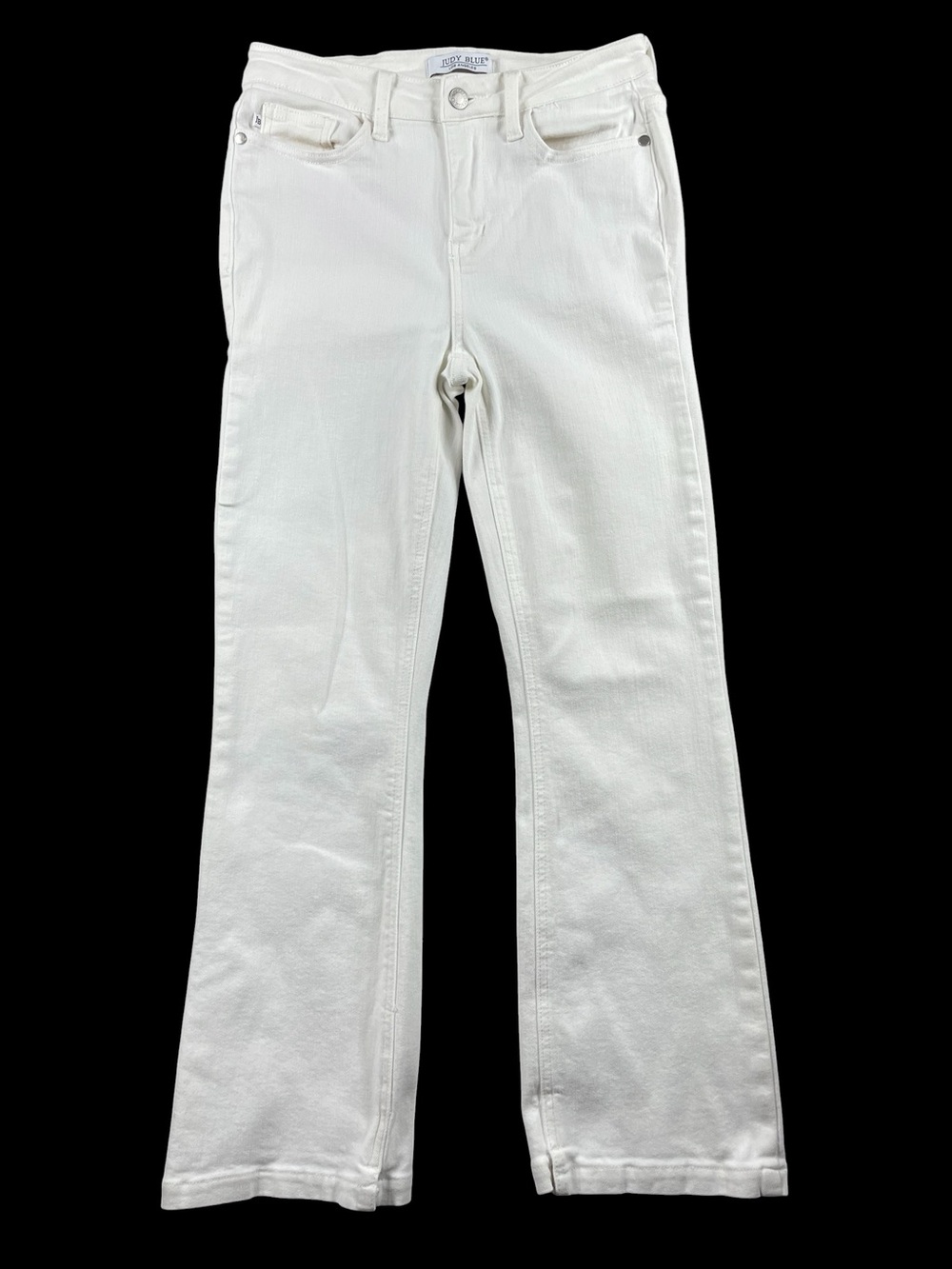 Judy Blue Mid-Rise Boot Cut Hem Slit Coastal Versatile Preppy White Jeans  5/27*